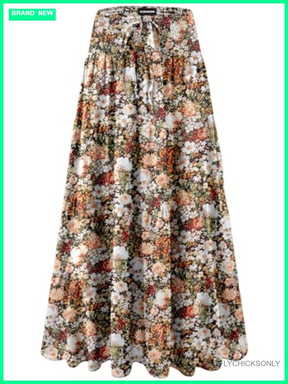 Pleated Ruffle Maxi Skirt High Waist Drawstring A-Line Long Summer